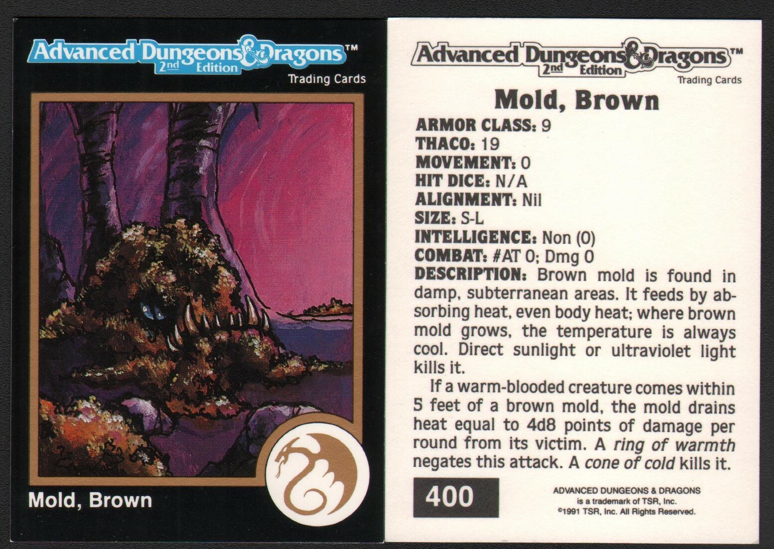 1991 TSR AD&D Gold Border Fantasy Art Card #400 Dungeons & Dragons Mold Monster