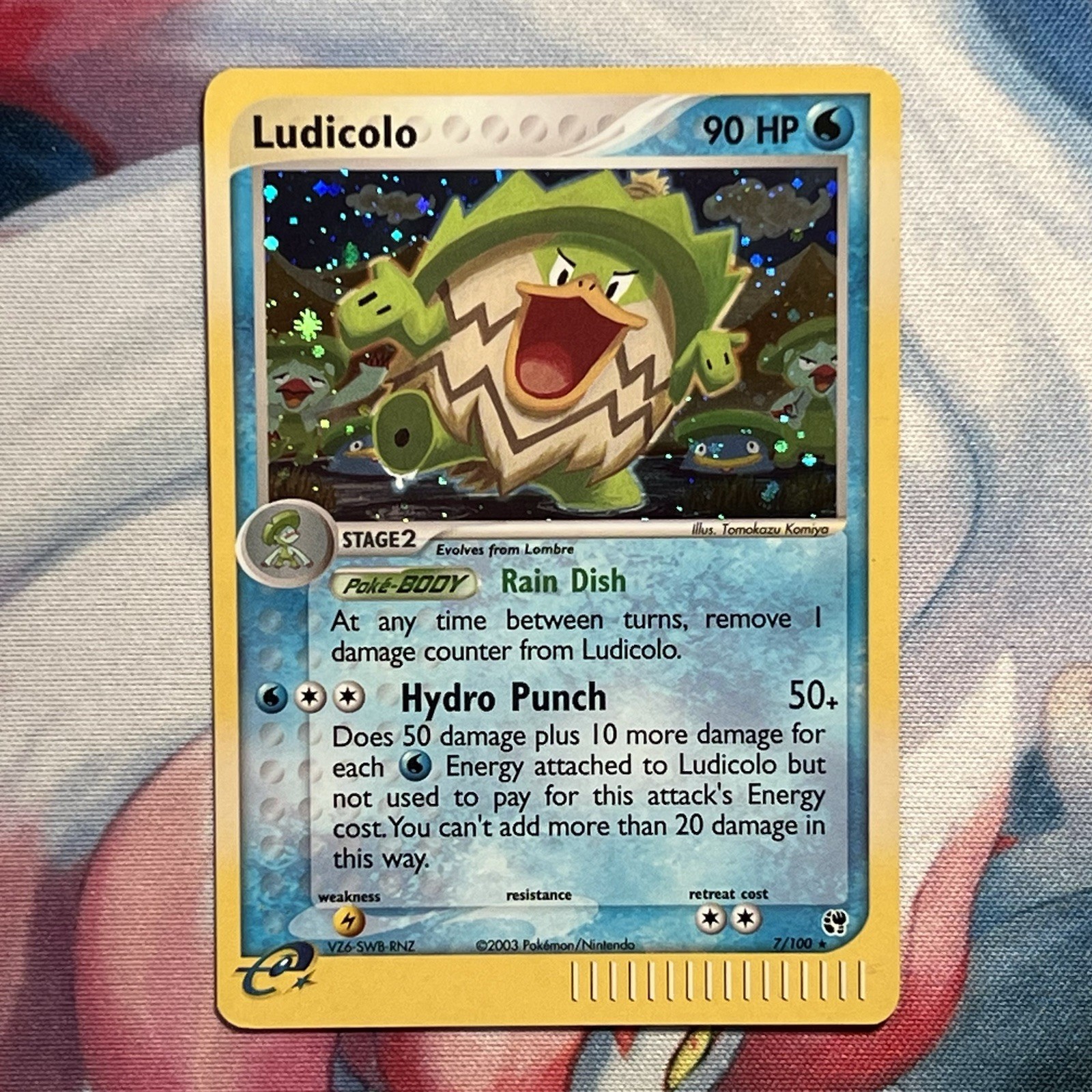 Ludicolo 7/100 Holo 2003 Tempesta di Sabbia Tomokazu Komiya Rara Carta Pokemon TCG LP