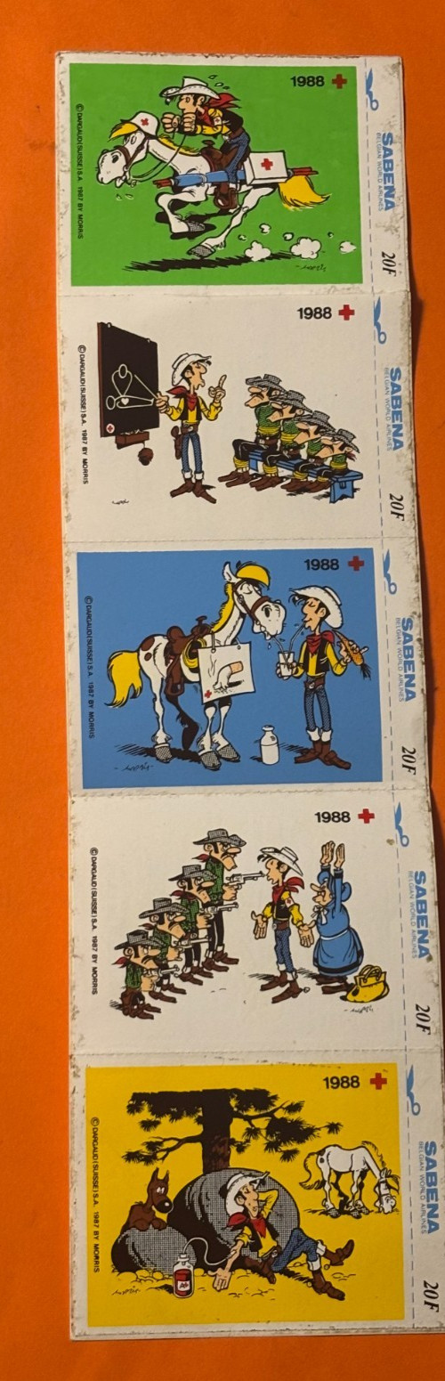 MORRIS AUTOCOLLANTS LUCKY LUKE SABENA 1988 TTBE