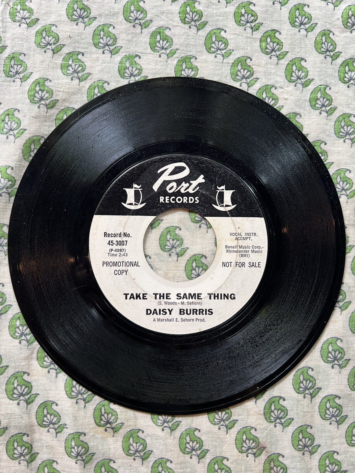 Daisy Burris - Take The Same Thing / I've Learned My Lesson 7" 45 RPM WLP PROMO