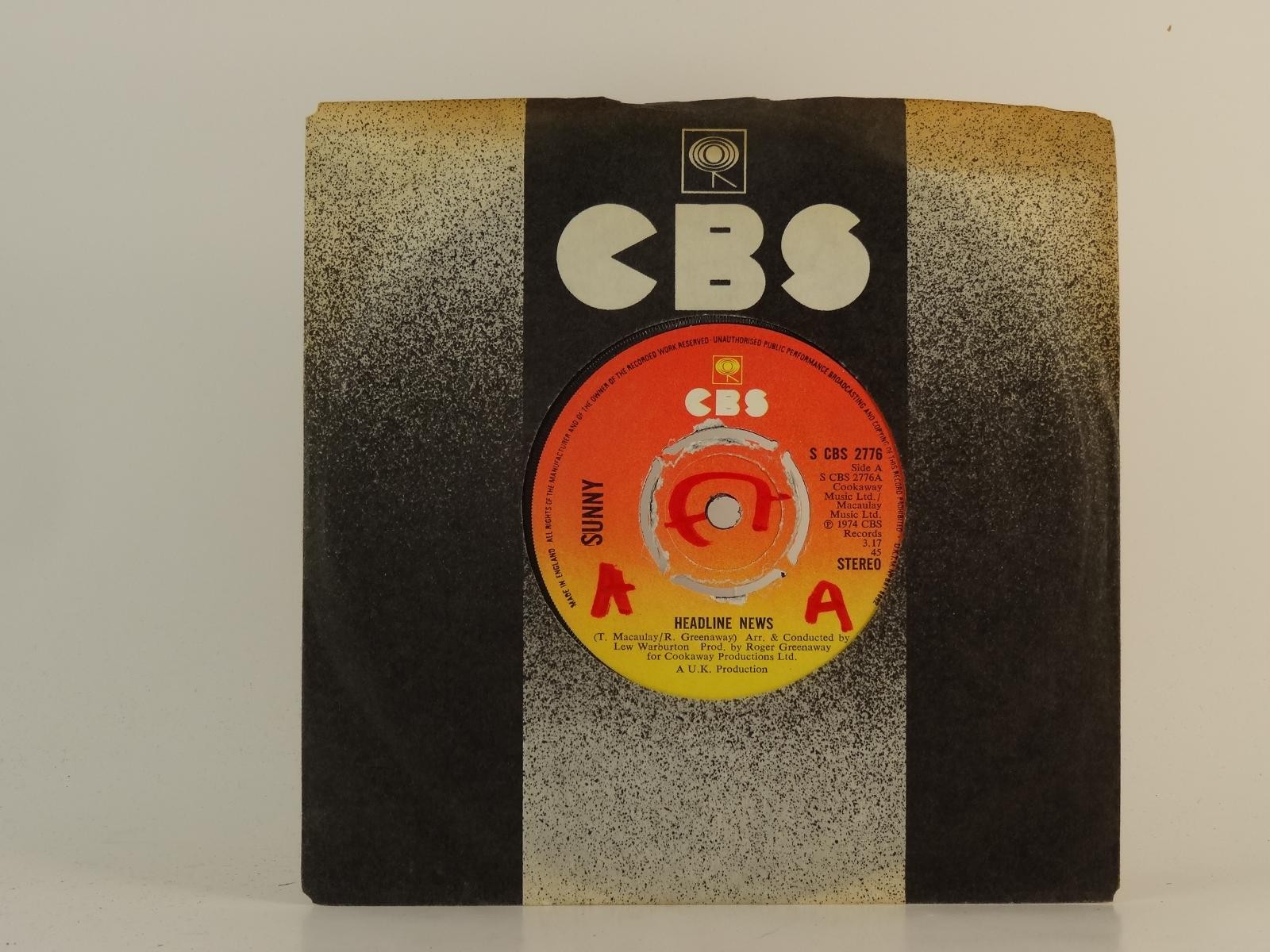 SUNNY HEADLINE NEWS (88) 2 Track 7" Single including Company Sleeve CBS