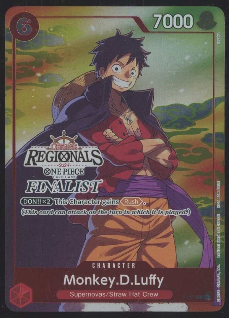 Monkey D Luffy 001 Offline Regional 2024 Vol. 1 Finalist One Piece Promo P-001