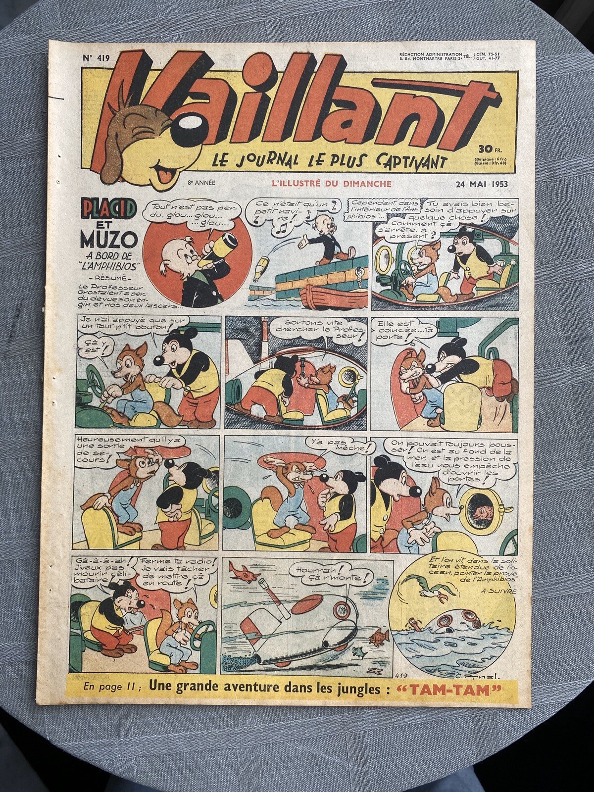 Vaillant Il Giornale Più Coinvolgente N°419 1953 Pif Il Cane Buone Condizioni