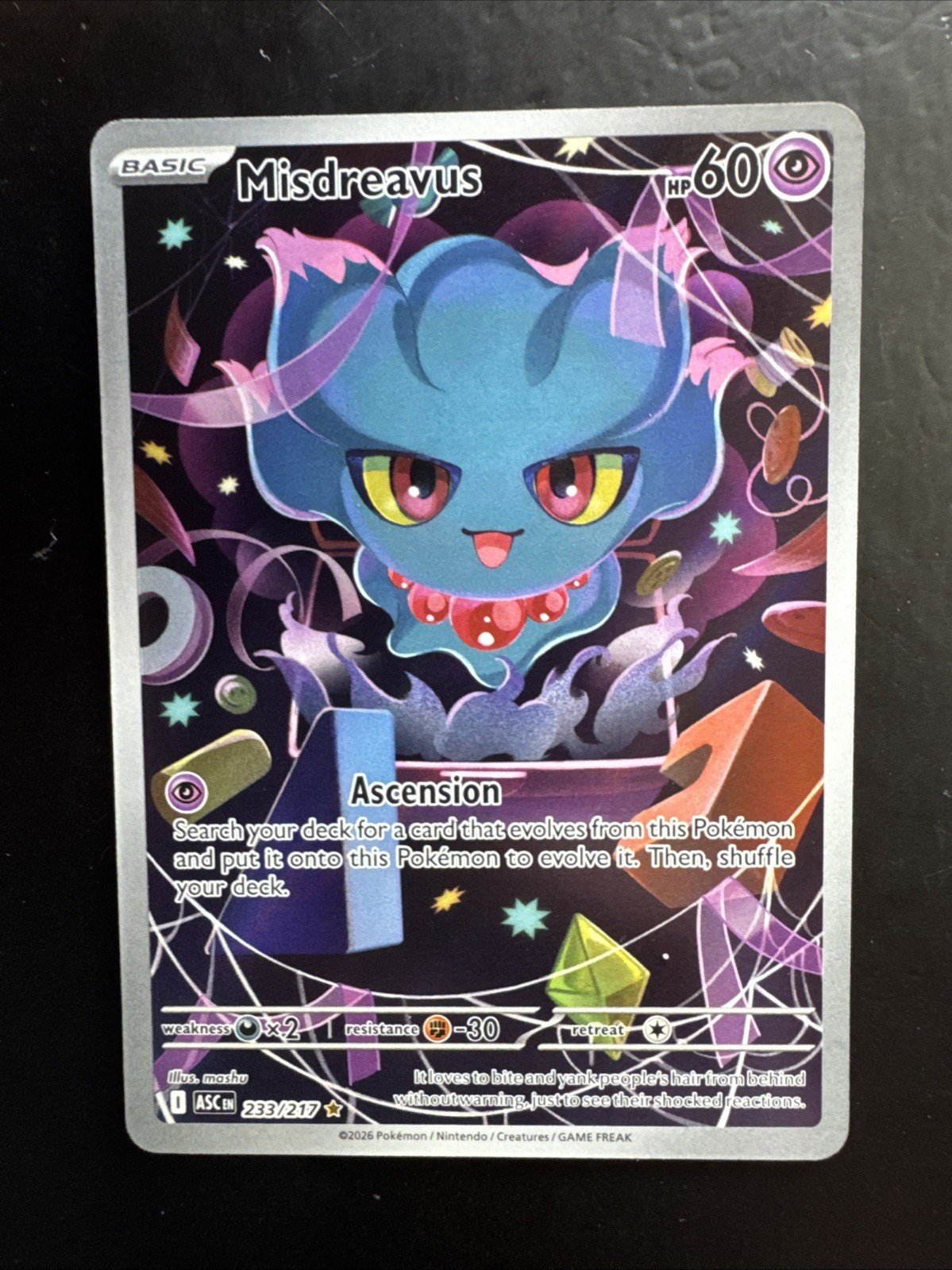 Misdreavus Holo Illustrazione Rara ME: Ascesed Heroes 233/217 NM