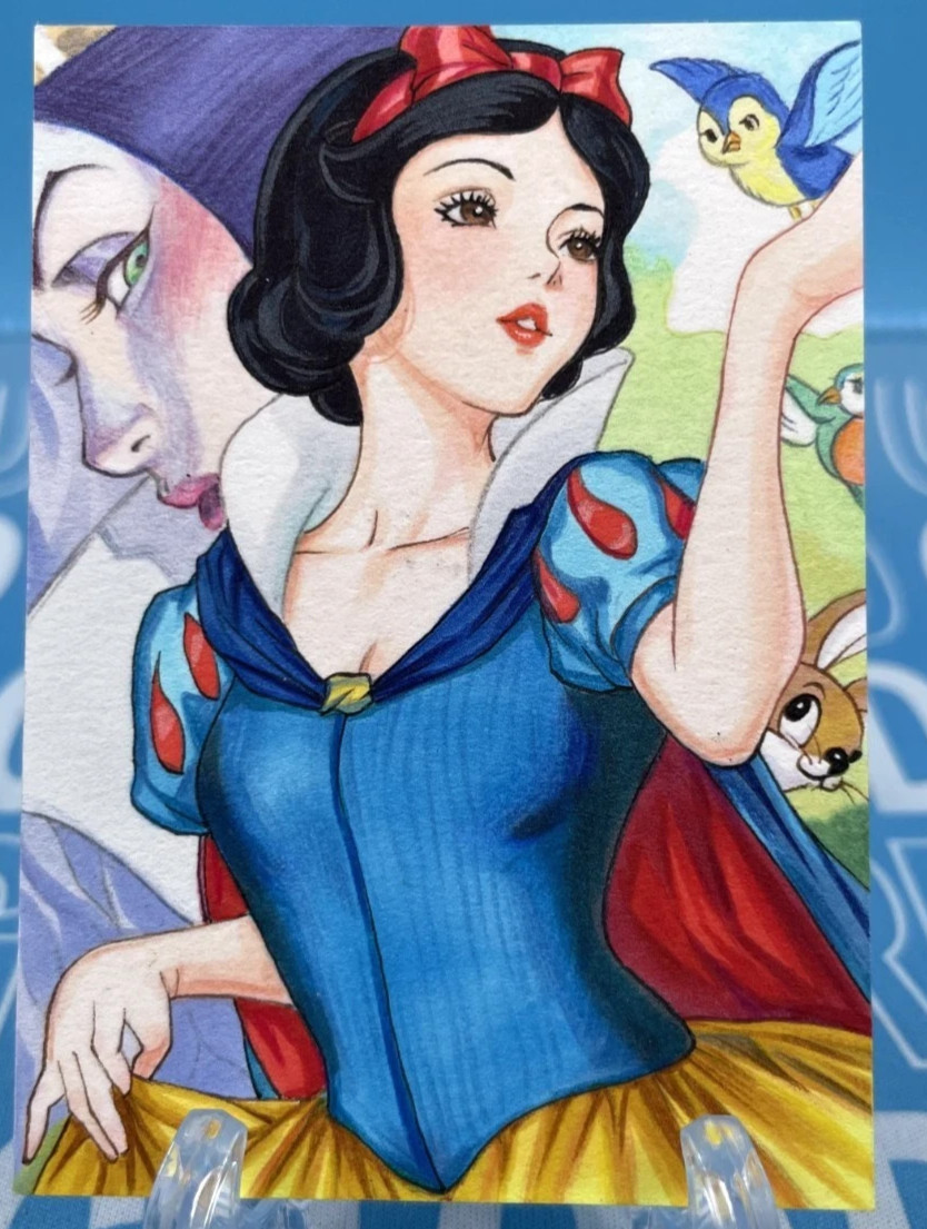 DISNEY (BIANCANEVE) 1/1 ORIGINALE CAPOLAVORO ARTE SCHIZZO CARD ARTISTA FIRMATO