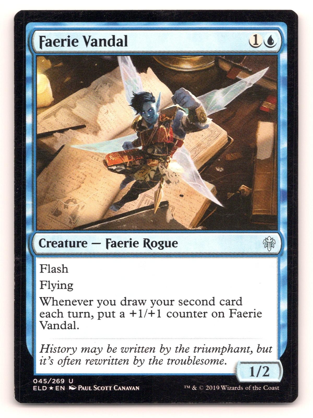 Faerie Vandal 45 Uncommon Throne of Eldraine Magic: The Gathering Foil Near Mint