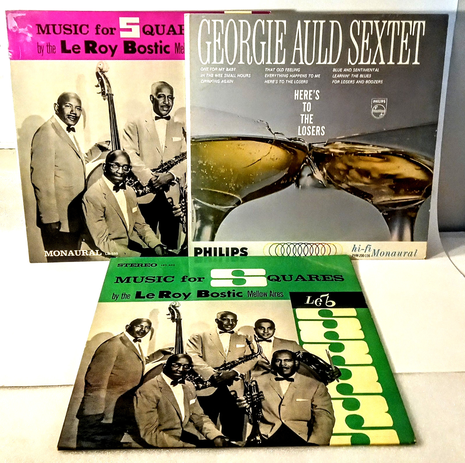 Le Roy Bostic Signed Jazz LP Lot w/ Georgie Auld 3 Vintage Records - Excellent