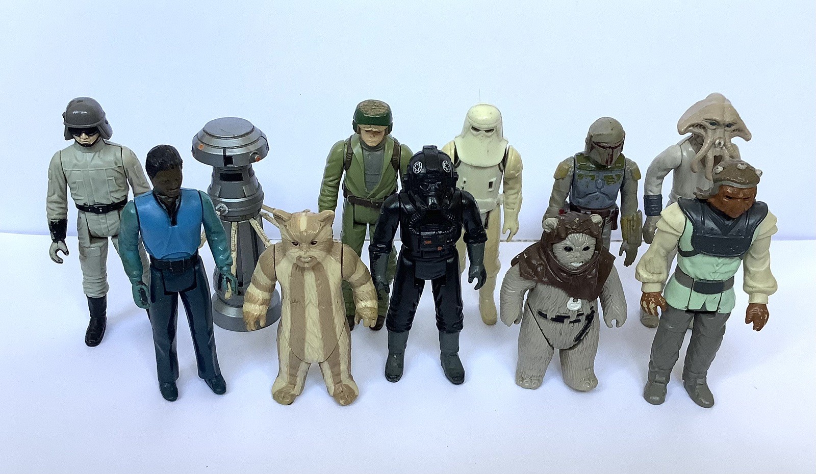 Lotto action figure vintage Star Wars Tie Fighter Pilot, Ewoks, Boba Fett ecc