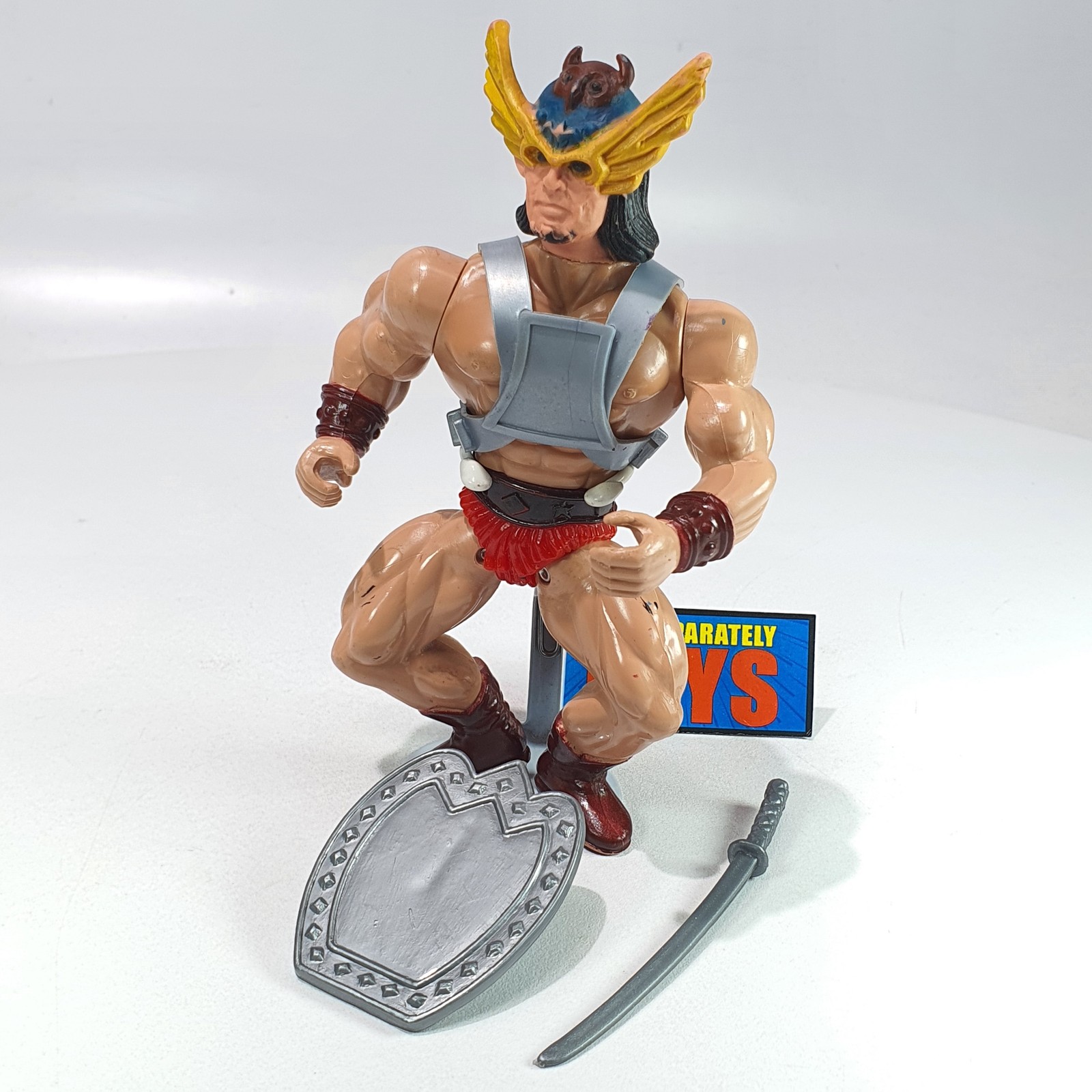 Vintage Galaxy Fighters SUN HAWK personaggio scudo spada armatura MOTU KO Madison Warriors