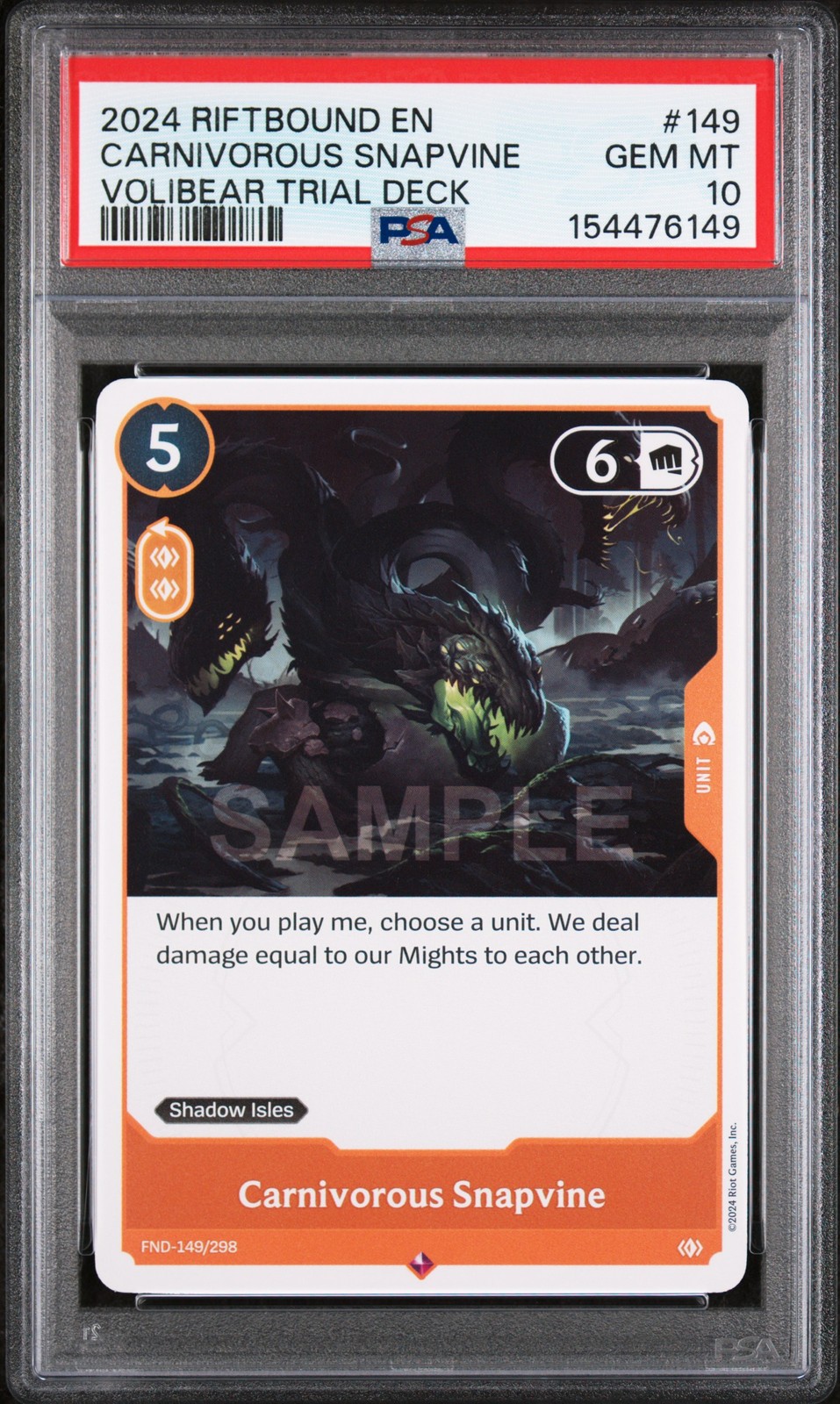 RIFTBOUND: LEAGUE OF LEGENDS VOLIBEAR TRIAL DECK CARNIVOROUS SNAPVINE PSA 10
