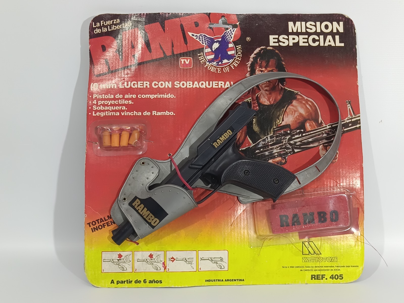Rambo 9mm Luger Toy Gun Shoulder Holster Metrotoys Argentina Vintage Jocsa Rare