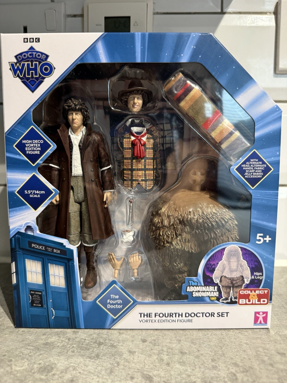 4th Doctor Who Season 14 Vortex Set Sonic Scarf Accessories 5” Figure WITH Yeti