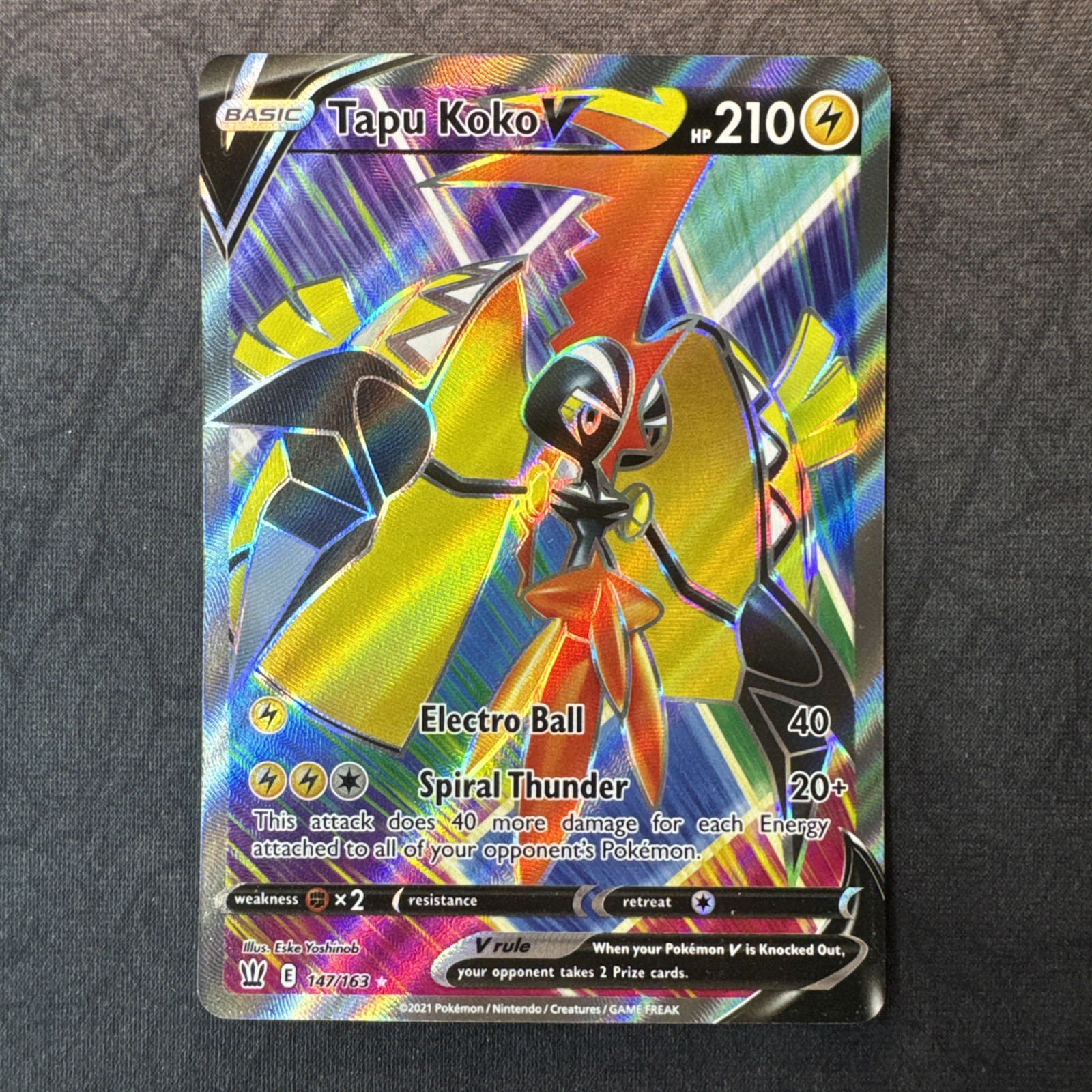 Tapu Koko V (Full Art) 147/163 Swsh05: Battle Styles Holo Pokemon