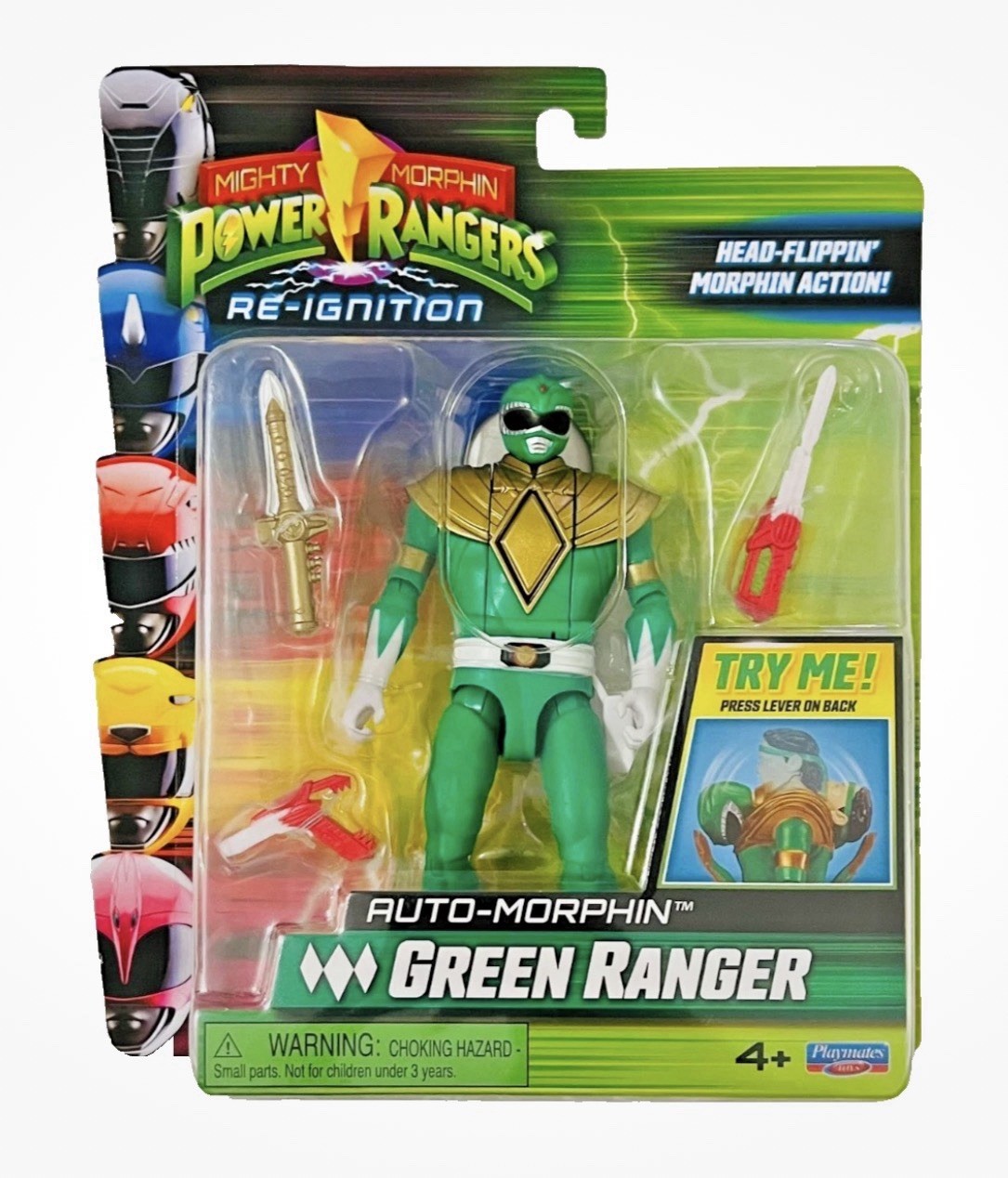 Modellino Mighty Morphin Power Rangers Re-Ignition Auto Morphin Green Ranger 6"