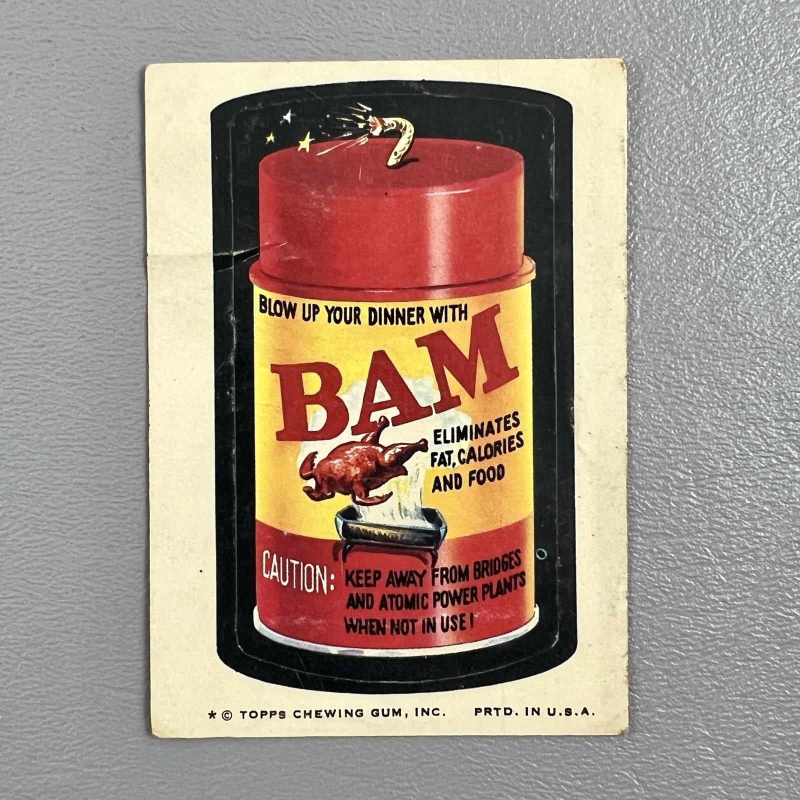 Topps 1973 Wacky Packages Unused Sticker Bam USA