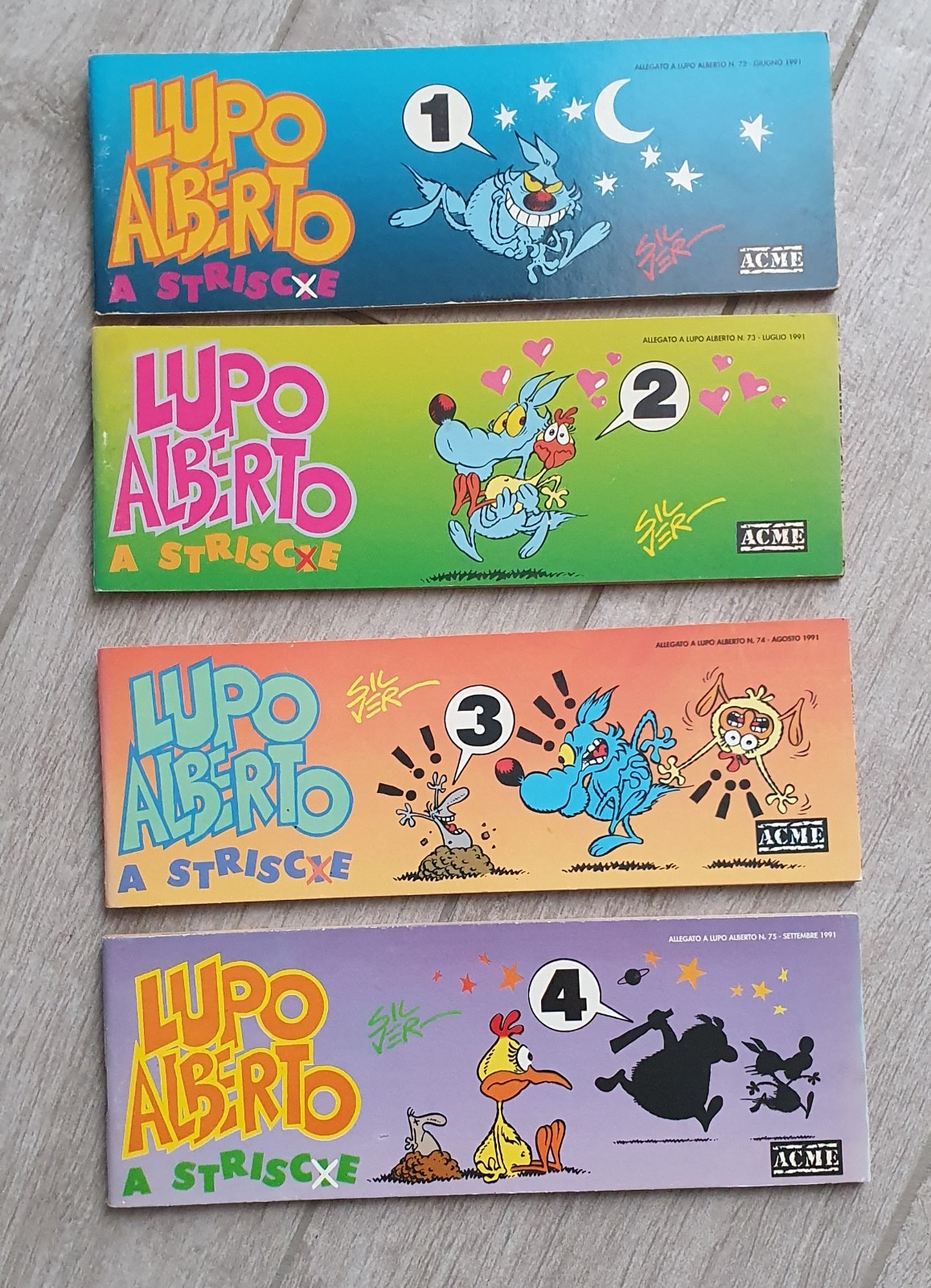 Lupo Alberto A Striscxe 1 - 4 Completo Allegati ACME 1991 Silver Vintage Rare