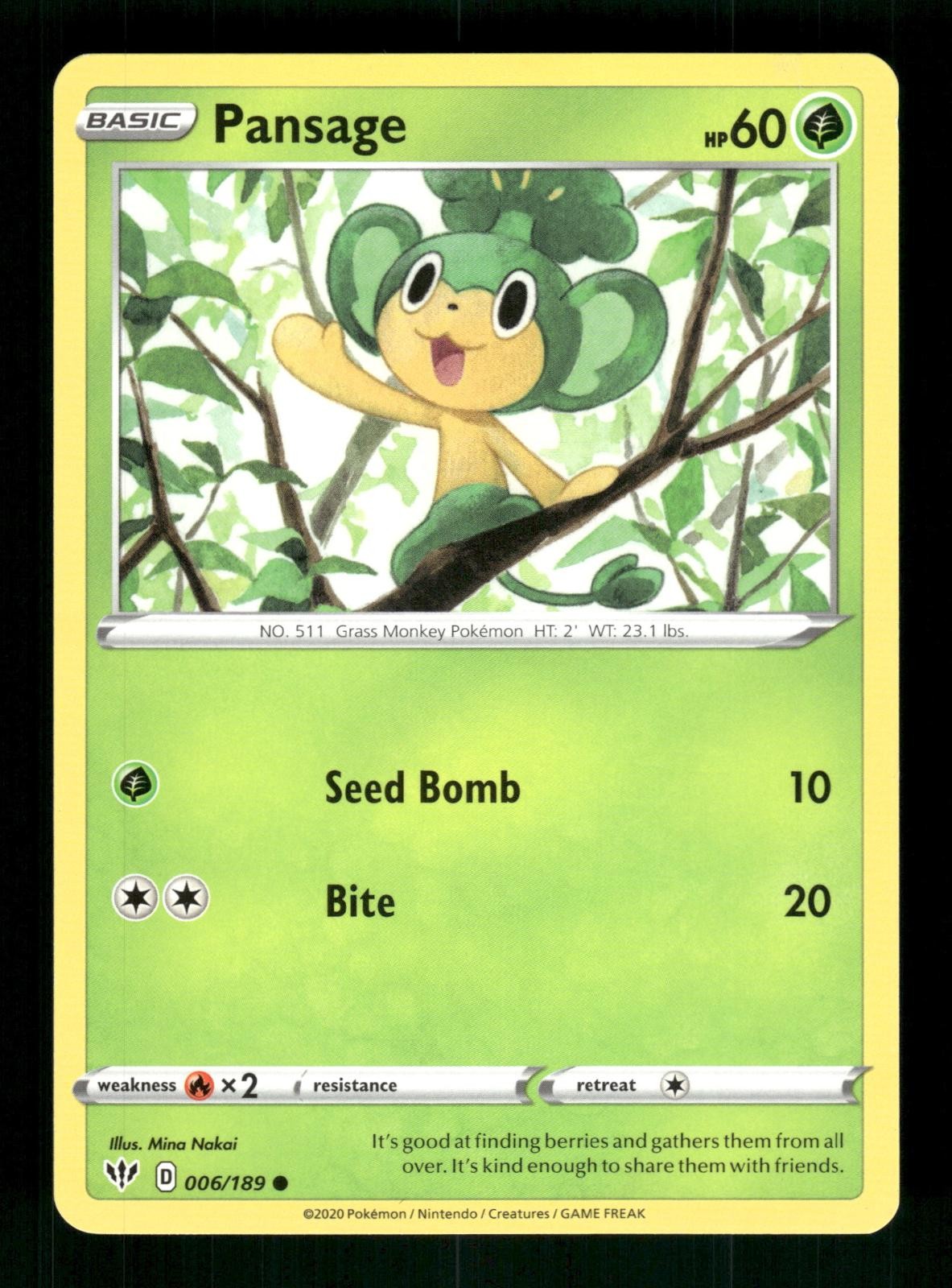 Common - Pansage - 006/189 - Lightly Played - Darkness Ablaze