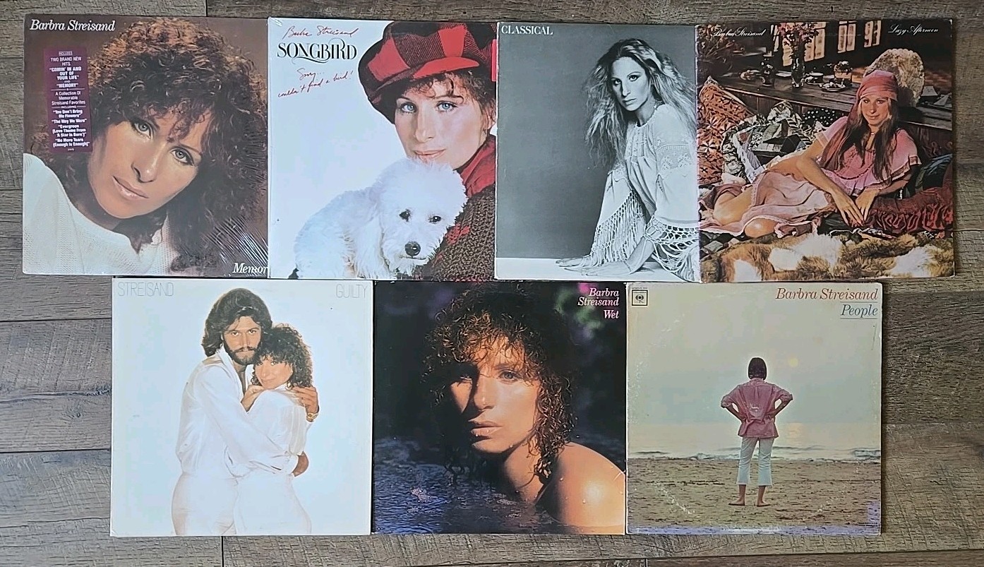 7 VTG Barbra Streisand Records 12" Vinyl LP 33 RPM Guilty Memories Wet People+++