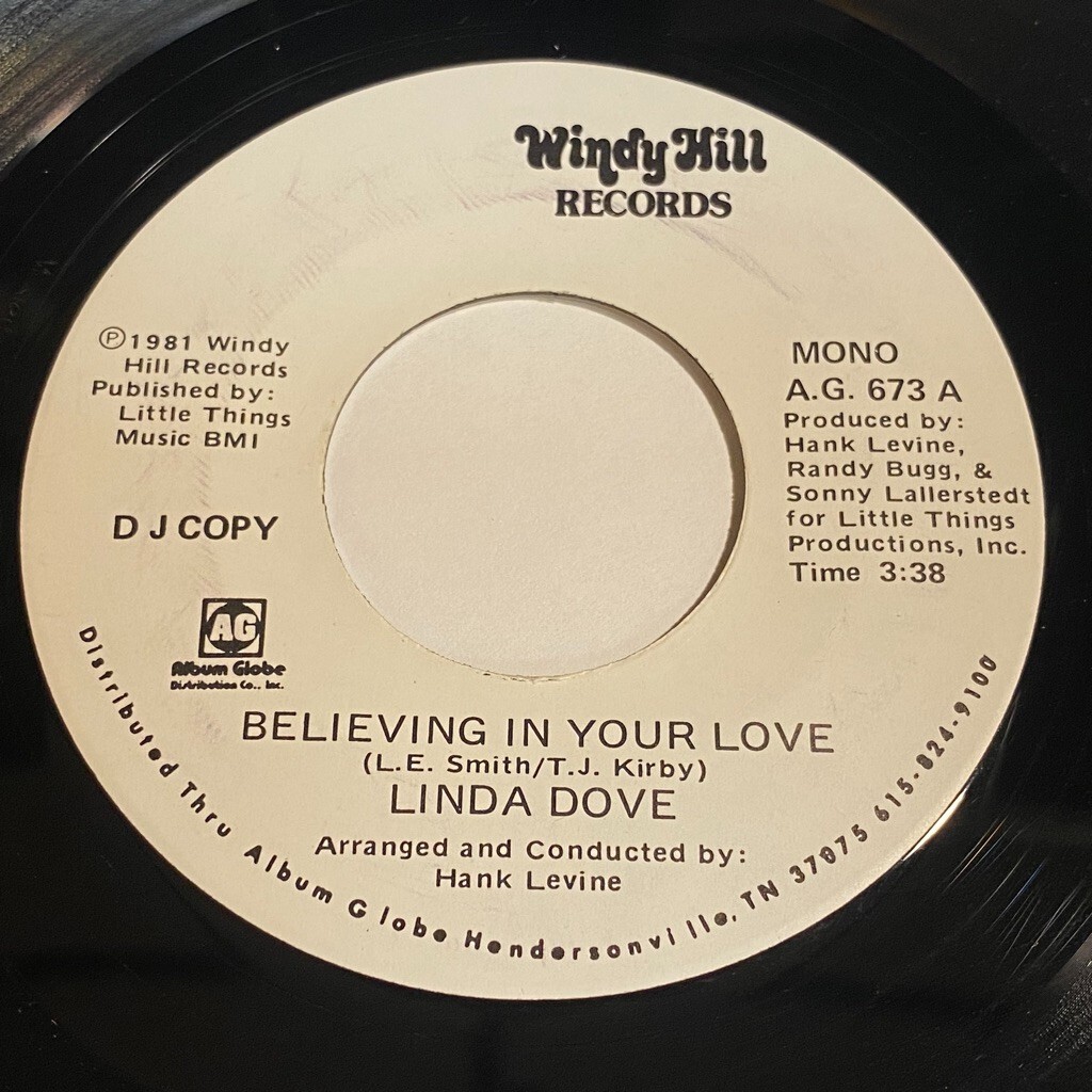 Linda Dove: Believing In Your Love (Mono) / (Stereo) 45 - Windy Hill Records
