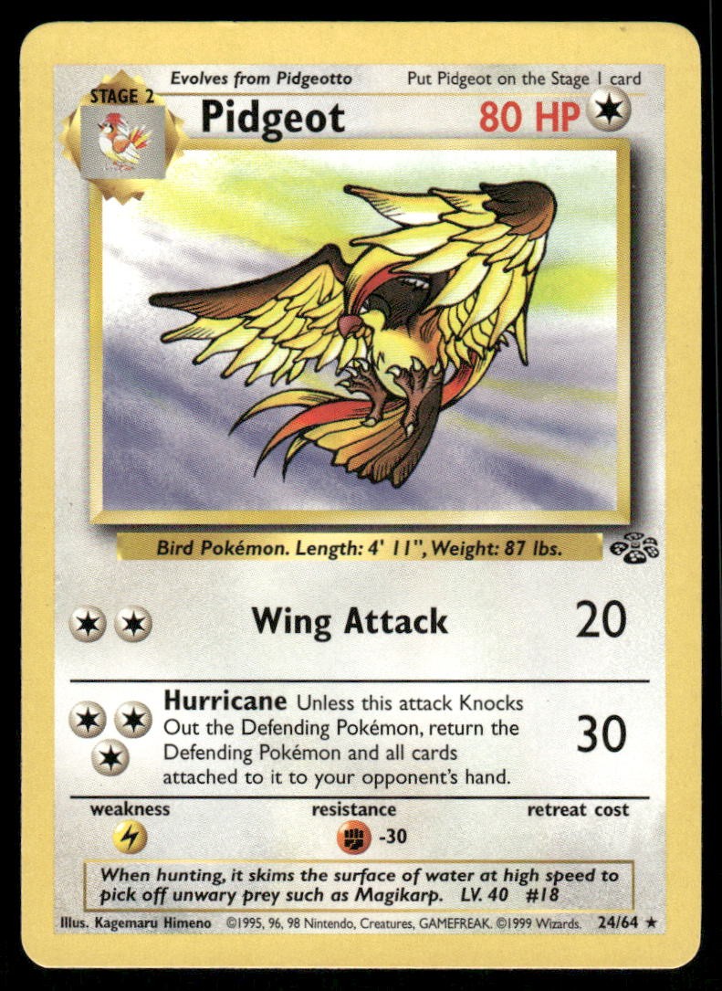 Pokemon Cards Pidgeot 24/64 Unlimited Jungle Rare LP *2