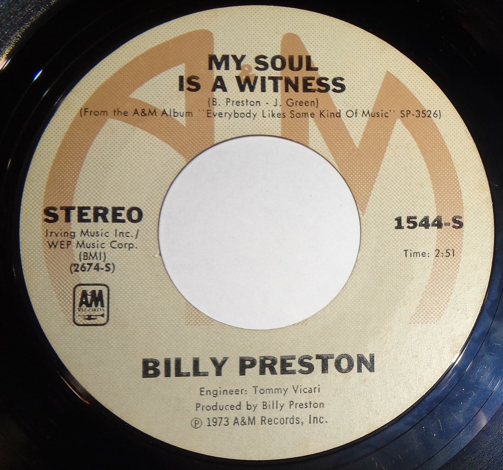 Billy Preston 45 RPM - My Soul Is A Witness / Nothing From Nothing NM VG++ E5