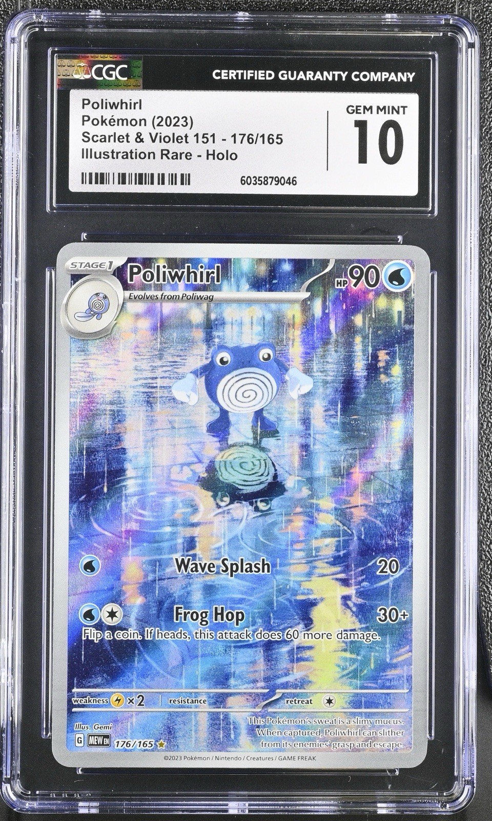 CGC 10 Poliwhirl 151 IR 176/165 Pokemon 151 Scarlatto e Viola GIOCO PERFETTO