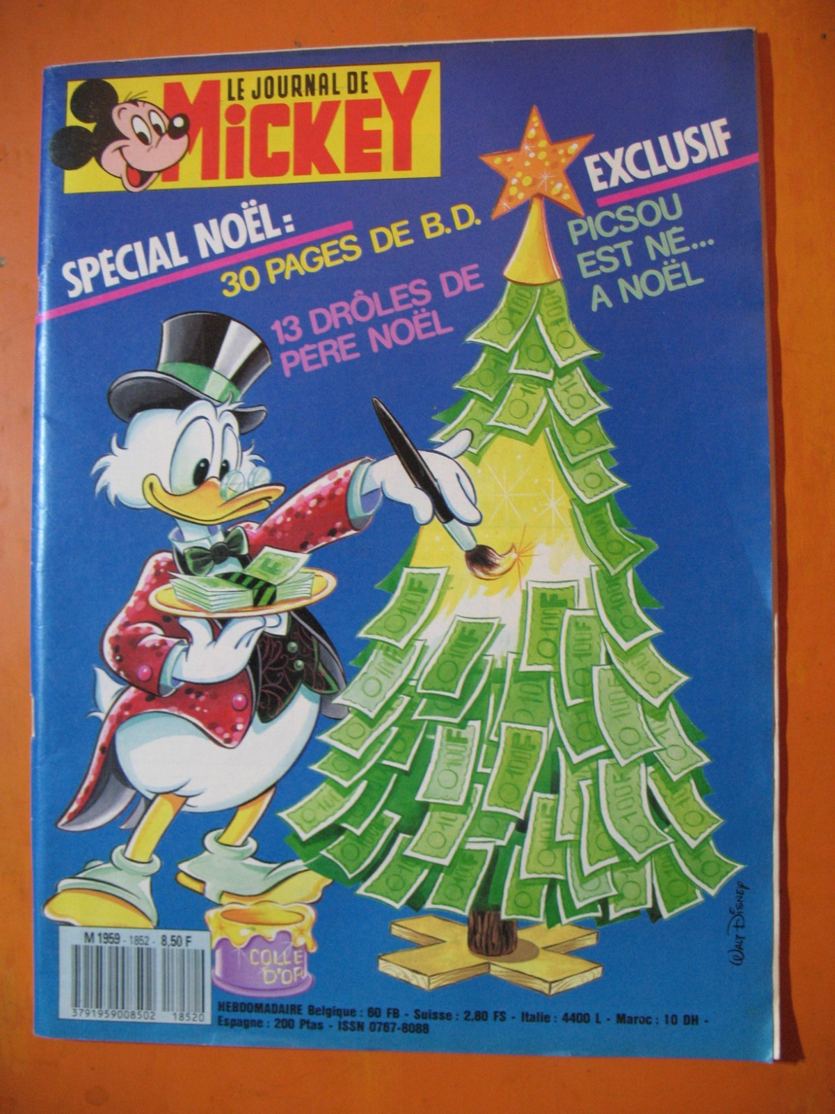 Le Journal de Mickey N° 1852 du 22/12/1987- Spécial Noël. 30 pages de BD