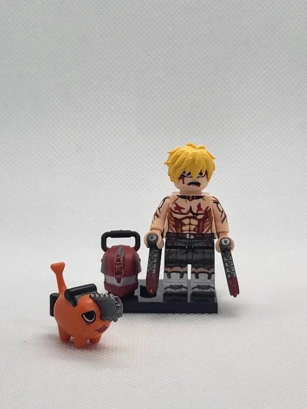 Figurine type Lego - chainsaw Man - Denji avec Pochita (Lego-style Figure - Denji with Pochita) 1