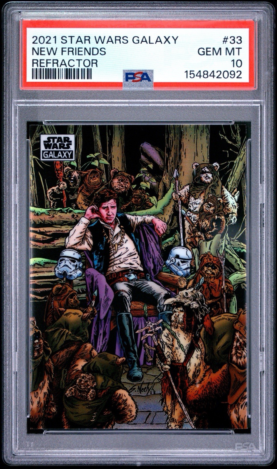 2021 TOPPS CHROME STAR WARS GALAXY REFRACTOR #33 NEW FRIENDS PSA 10