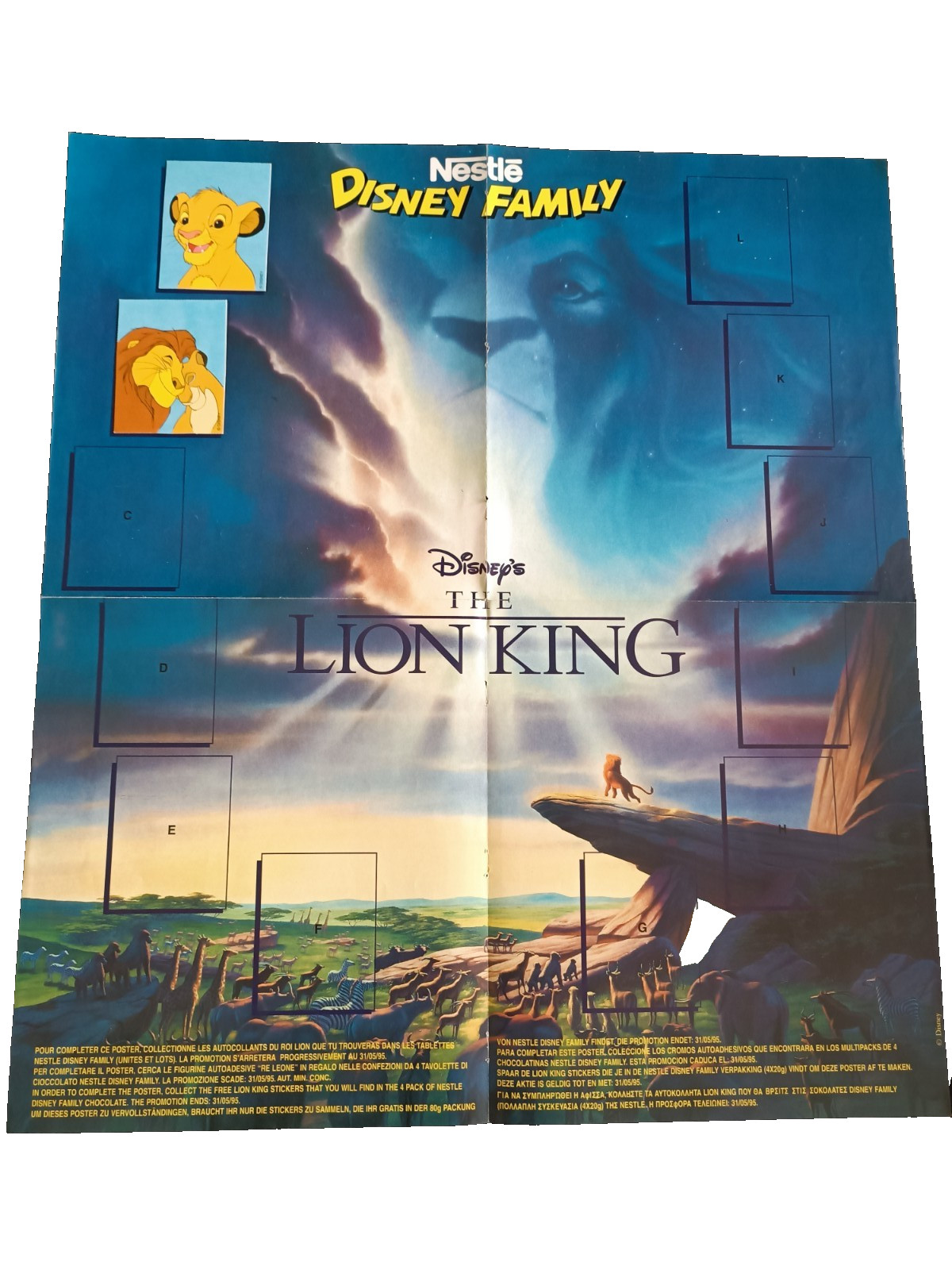 Poster Il Re Leone Nestle Disney Family  Tabellone Album Figurine