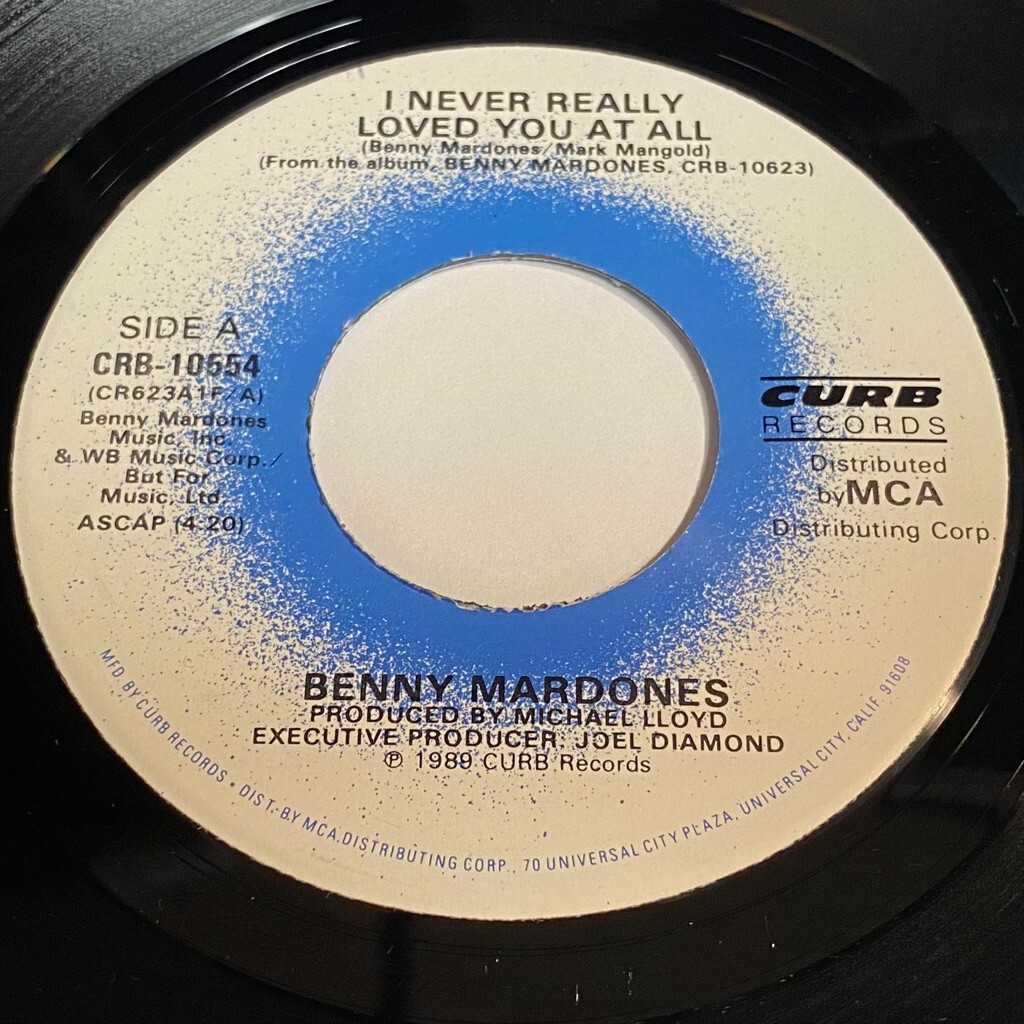 Benny Mardones: I Never Really Loved You At All / Run To You 45 - Curb Records