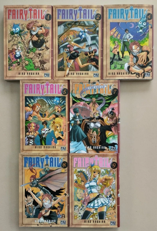 Lot de 7 Mangas Fairy Tail Tomes 1 2 4 5 7 8 9