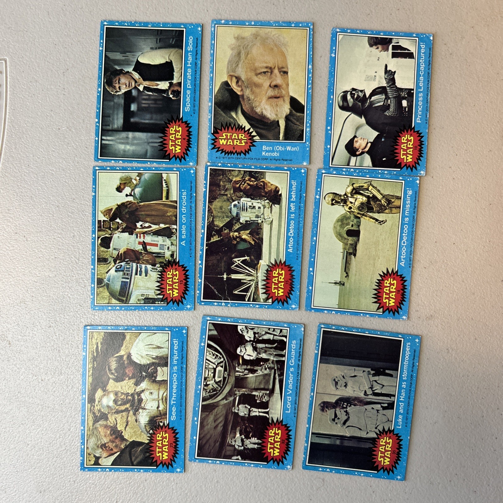 1977 blue and yellow Star Wars cards lot of 22 EX