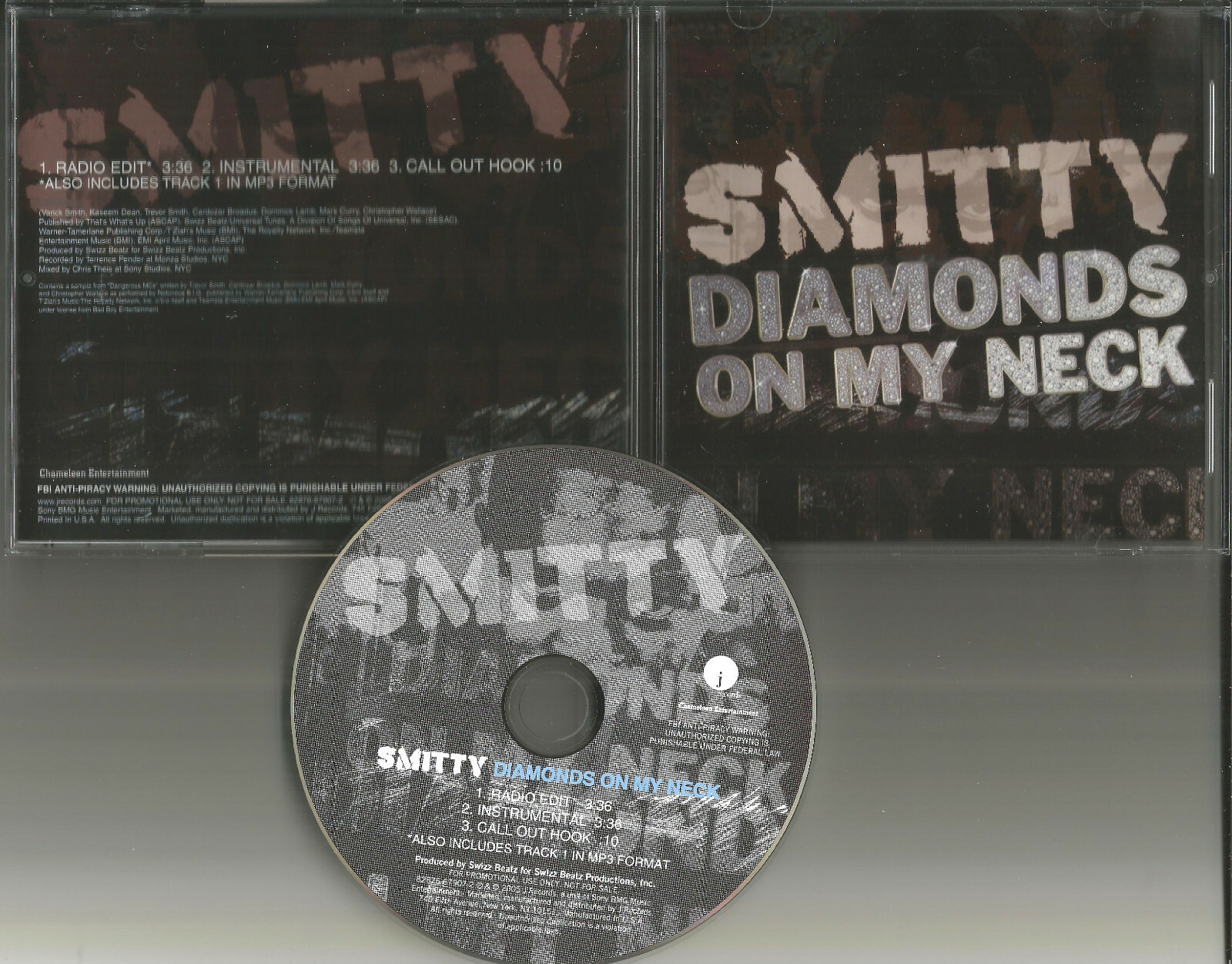 SMITTY Diamonds on My neck RARE EDIT & INSTRUMENTAL PROMO DJ CD single MP3 trk