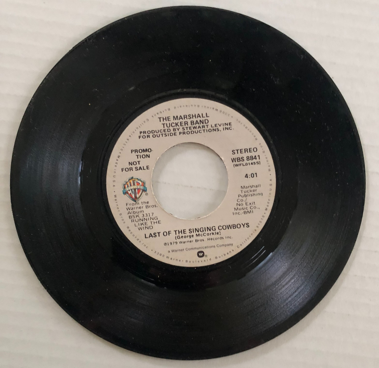 The Marshall Tucker Band - Last Of The Singing Cowboys 7" 1979 WBS 8841 promo