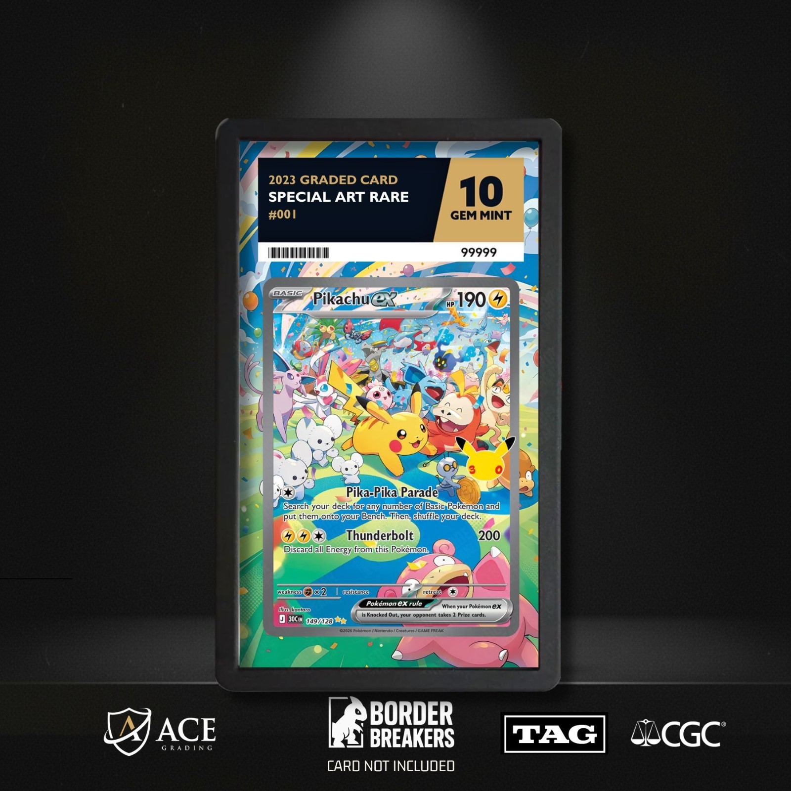 Pikachu ex 149/128 Slab Skin | ACE TAG CGC Insert /Guard Bumper