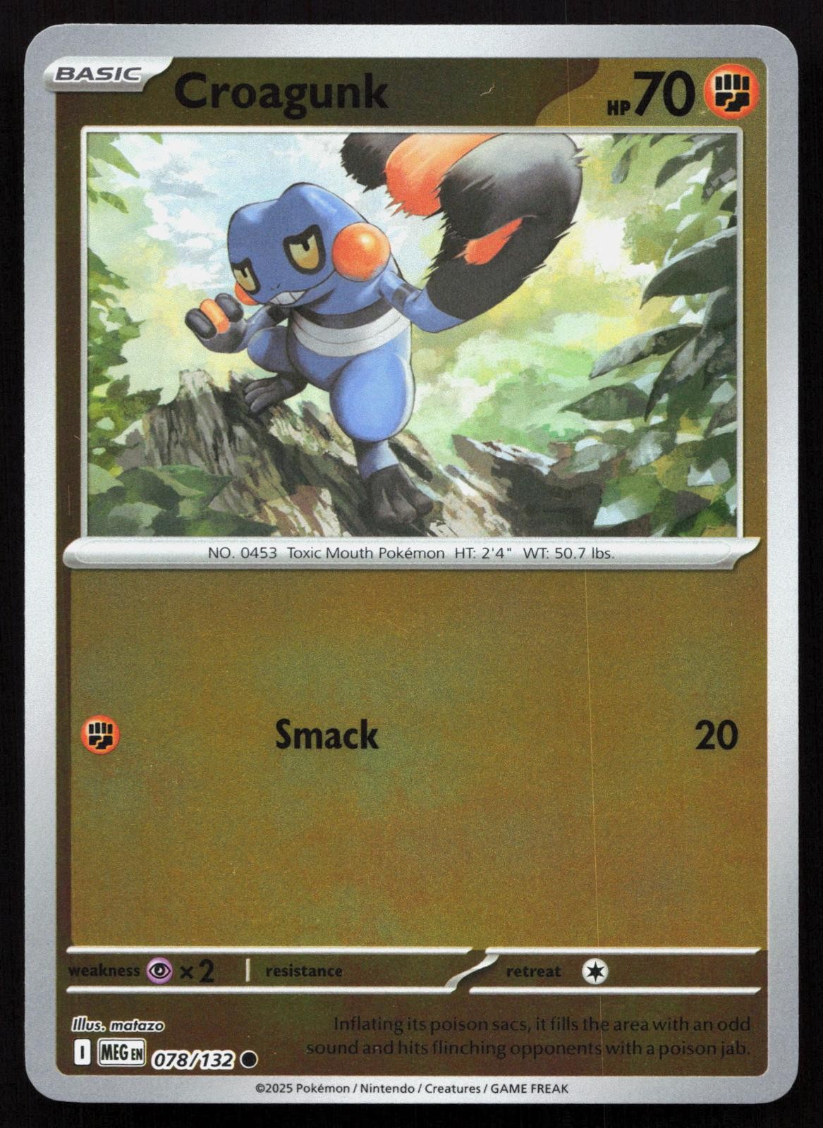 Croagunk 078/132 Common Mega Evolution Pokemon Reverse Holo Near Mint