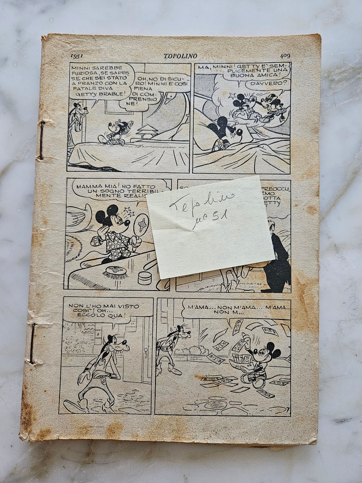 Topolino libretto n.  51 - Si bollino -  mancano pagine - per restauro