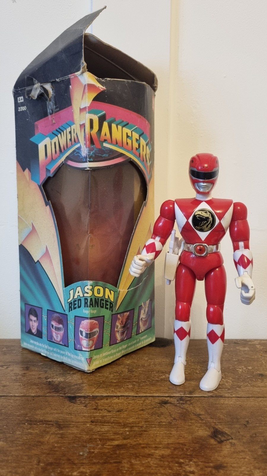 Bandai 2200 Power Rangers 8" Jason Red Ranger Boxed Action Figure 1993 Complete
