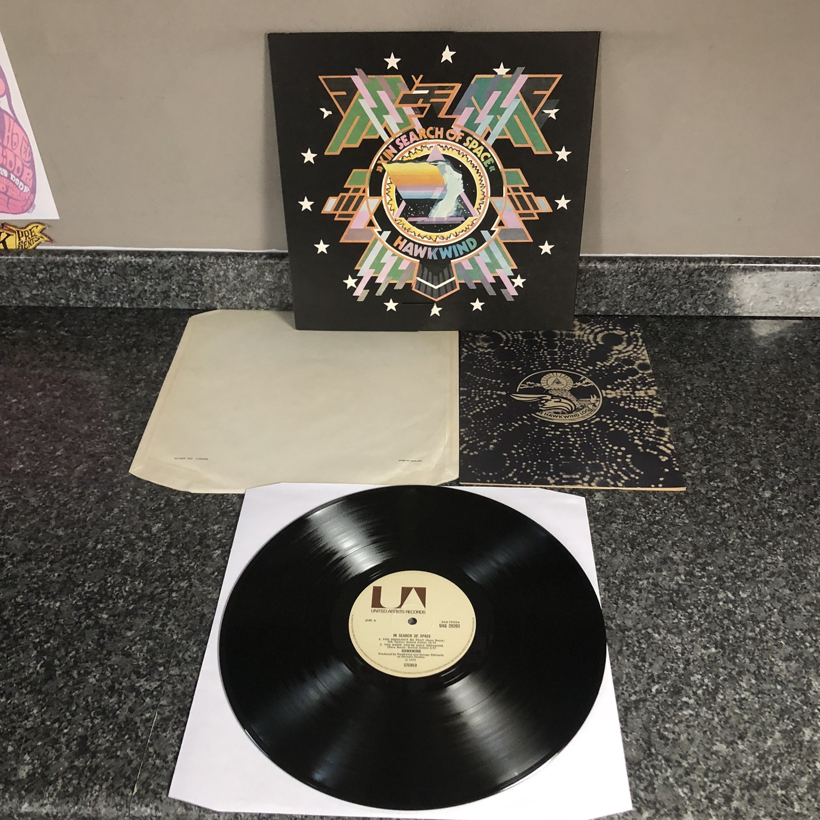 LP VINYL HAWKWIND ALBUM X IN SEARCH OF SPACE UAG 29202 UK 1ST PRESS 1971 NM-/NM-