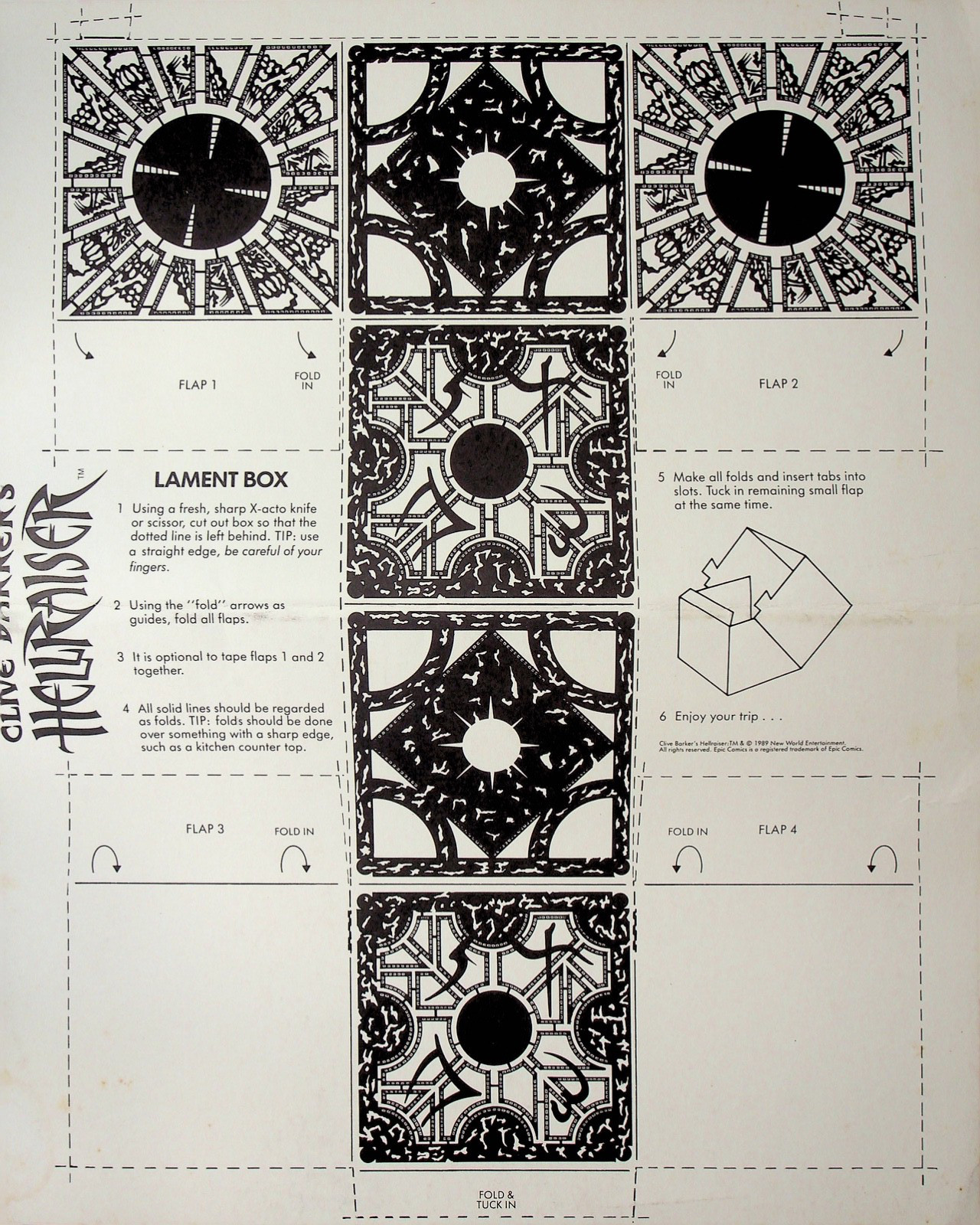 1989 Nuovo Mondo Clive Barker's Hellraiser Lament Box Pre Vendita Pubblicità Promo -A8-20
