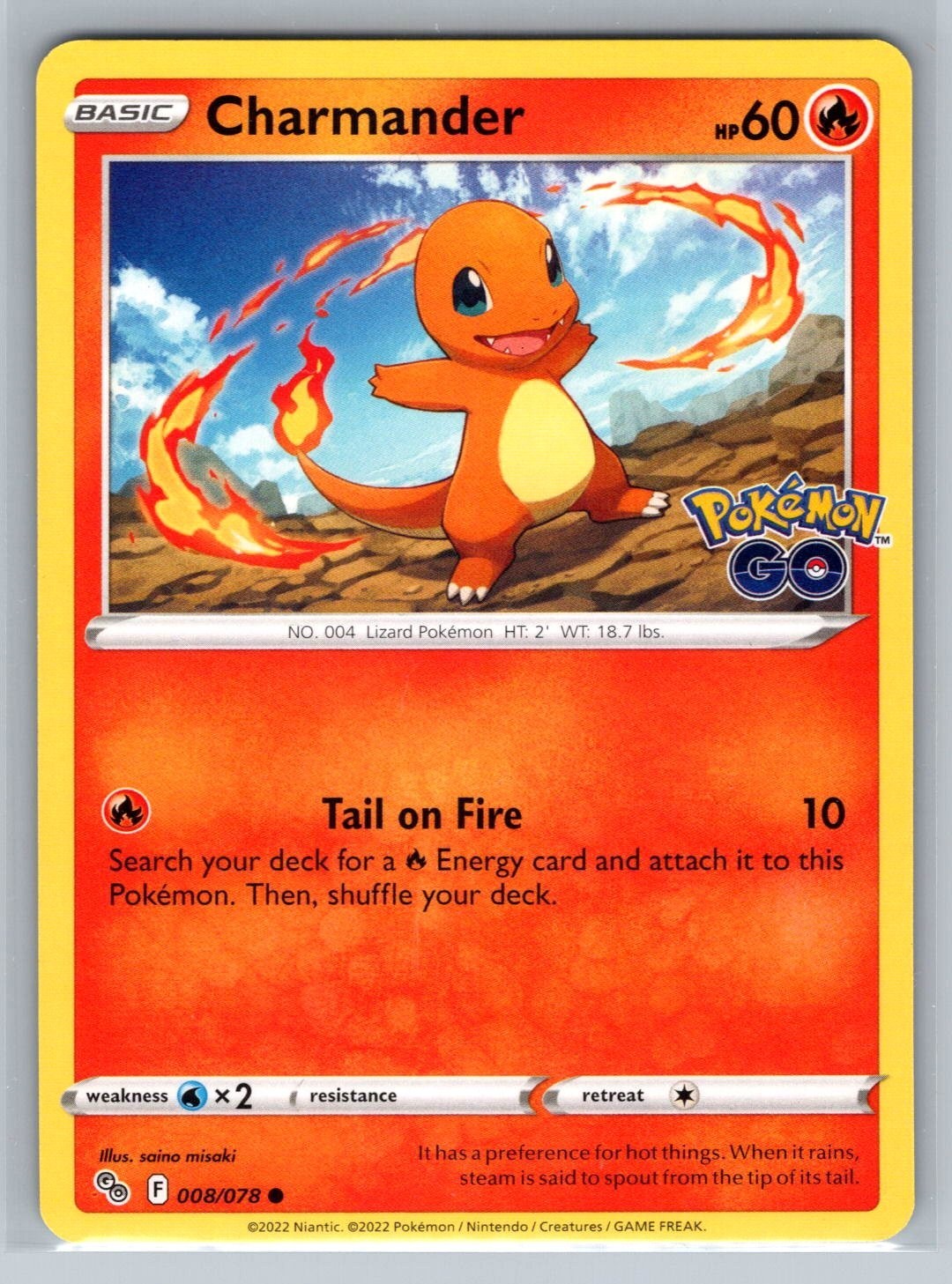Pokemon TCG Pokemon GO 008/078 2022 Charmander quasi nuovo-MT