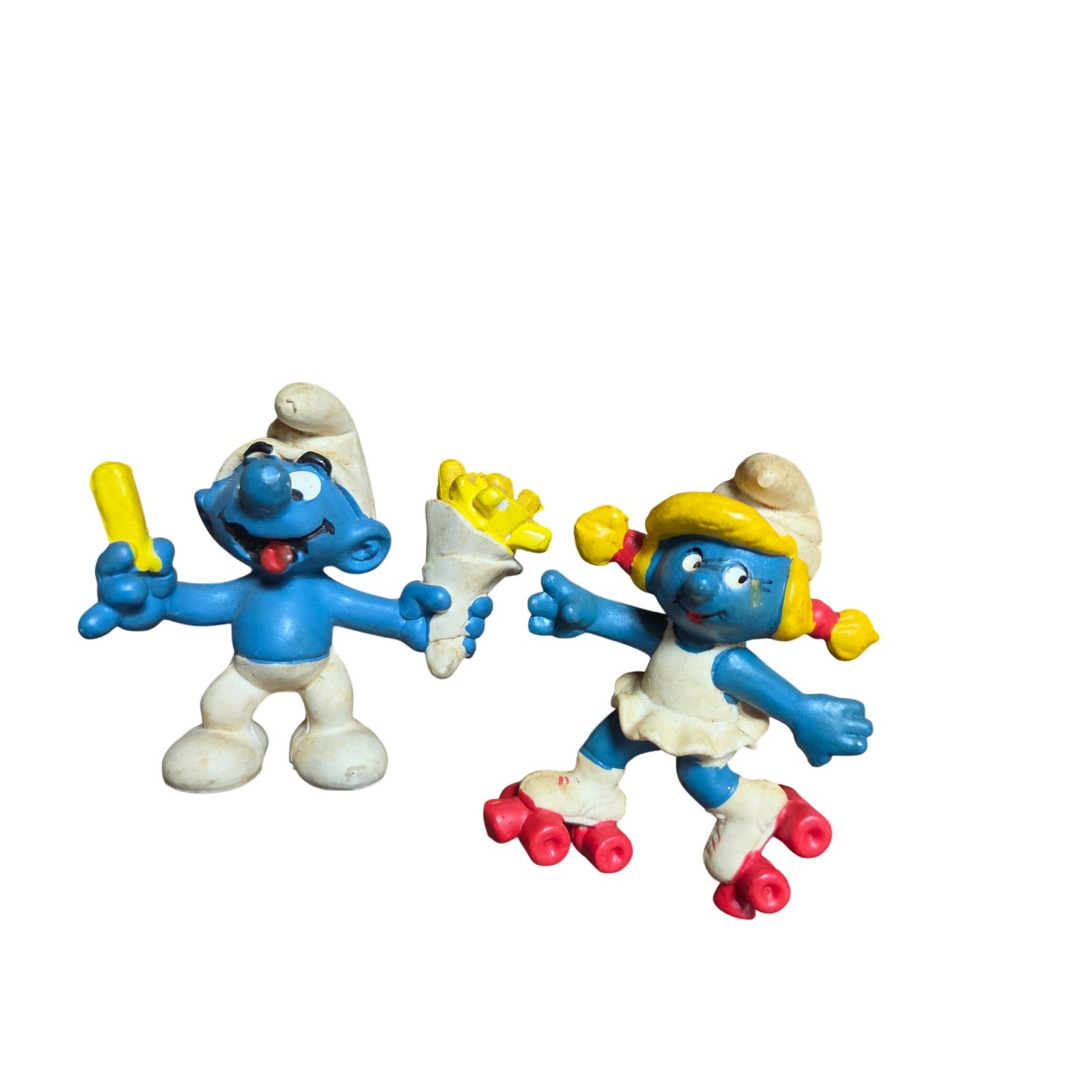 Puffi vintage 1981 Peyo Schleich puffi pattinaggio a rotelle puffi e avannotti francesi