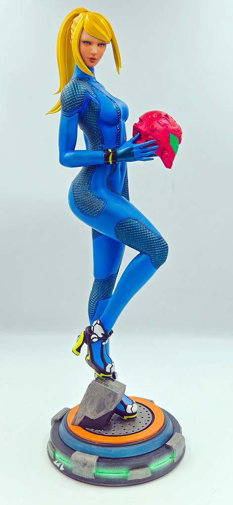 Zero Suit Samus 1/6 Scale Statue, Hand-Painted Metroid Figure (3D Printed Resin)