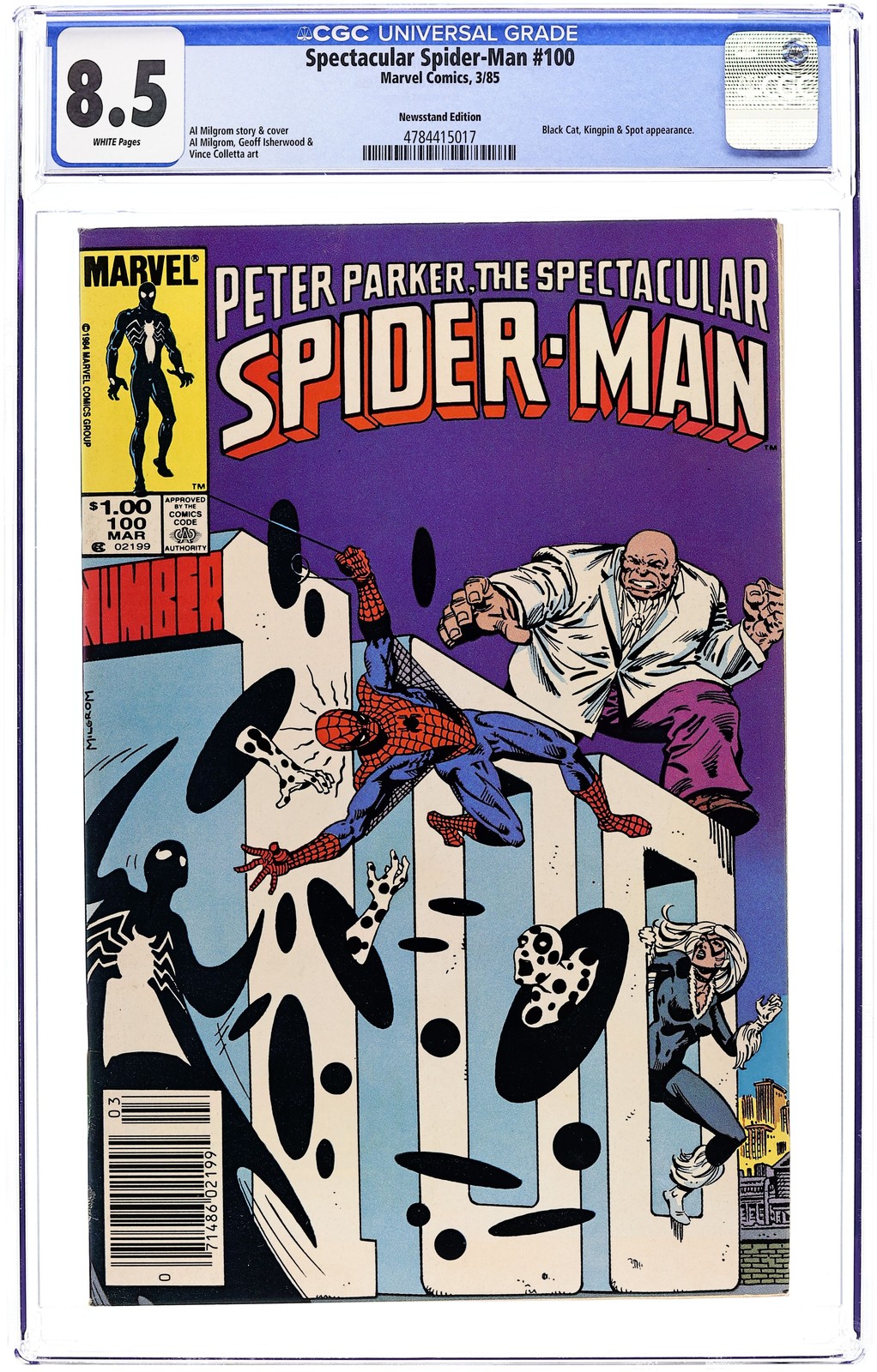 Spettacolare Spider-Man Peter Parker #100N CGC 8.5 Edicola 1985 4784415017