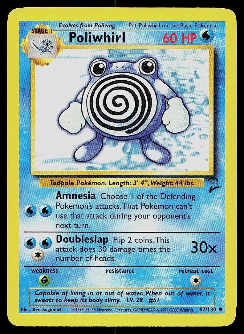 Carte Pokemon Set Base 2 Poliwhirl 57/130 Non Comuni