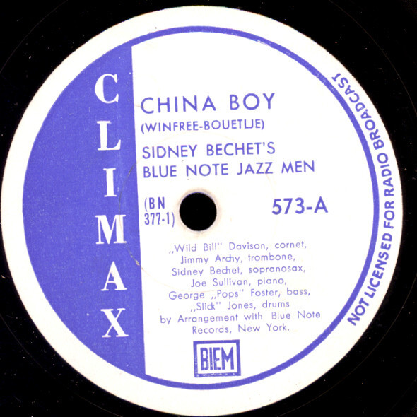 SIDNEY BECHET'S BLUE NOTE JAZZ MEN China Boy/ Sister Kate  Schellackplatte S6647