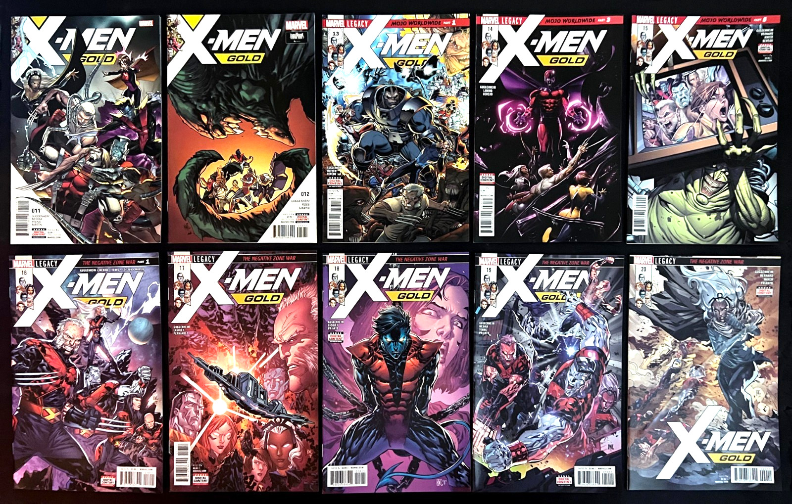 X-MEN: GOLD #11-20 Lotto di 10 numeri di alta qualità Marvel Comics 2017-2018