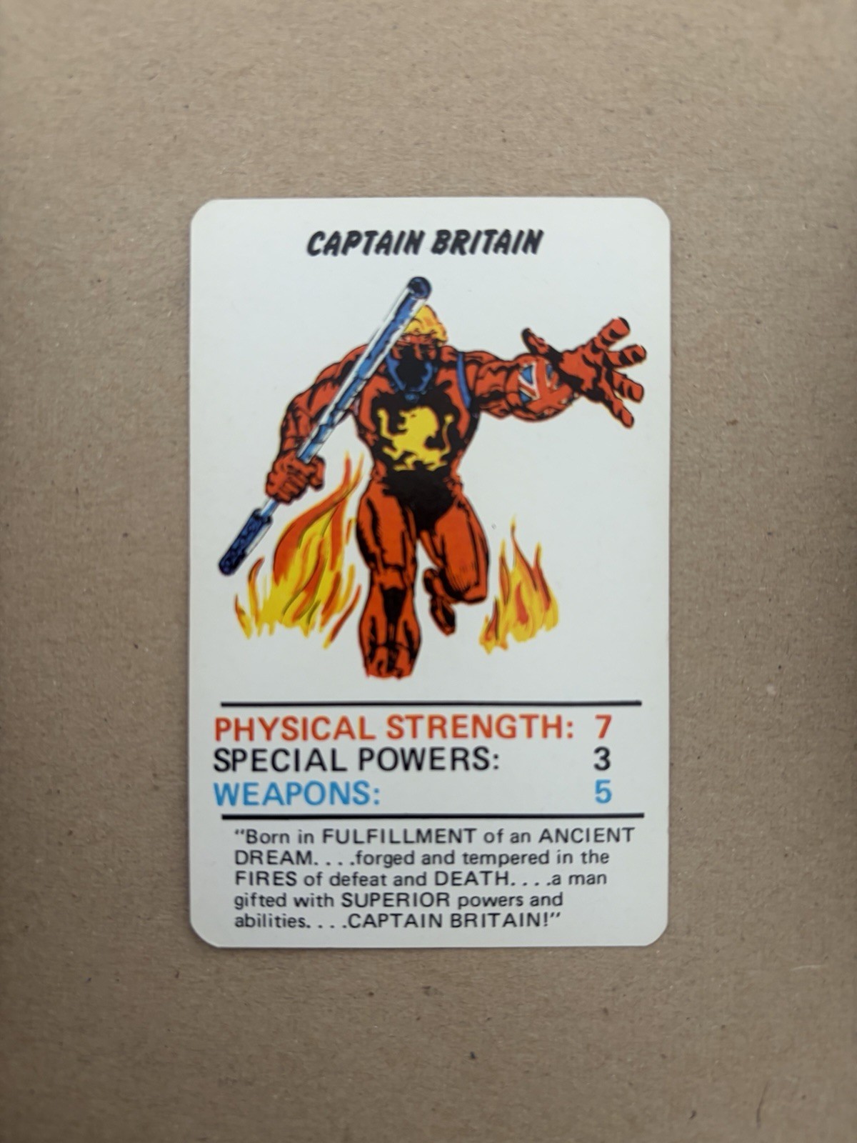 Captain Britain 1977 Marvel Super Heroes Card Excellent Condition 
