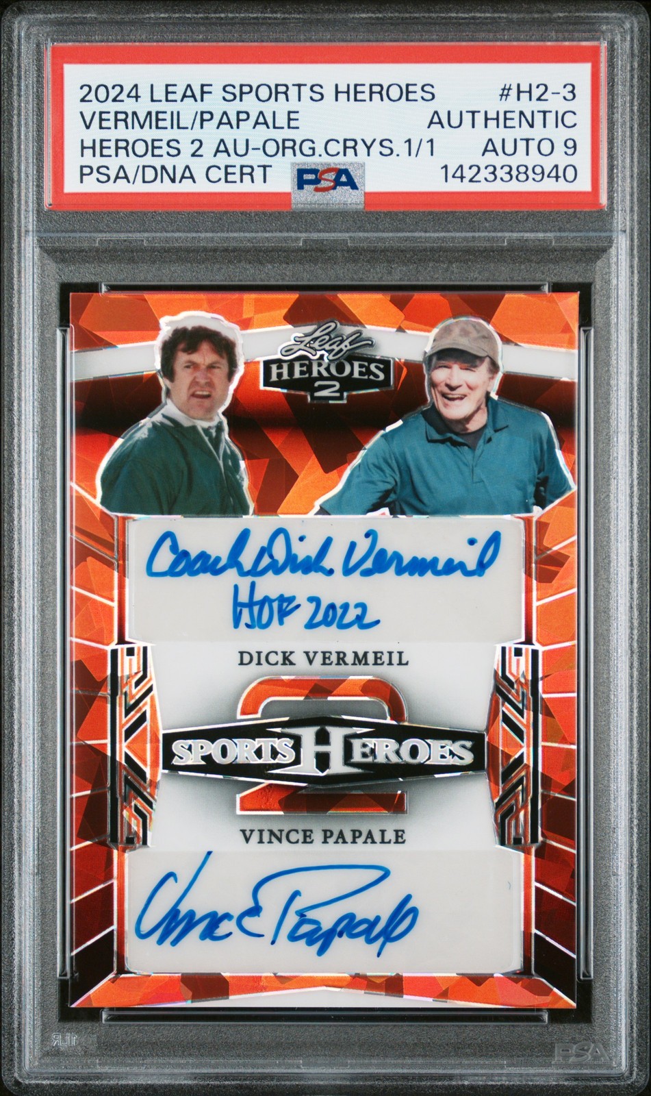 2024 CRISTALLO ARANCIONE 1/1 SPESSORE VERMEIL/VINCE PAPALE 1/1 PSA AUTENTICO AUTO 9